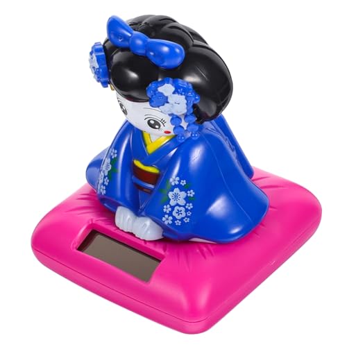 WHAMVOX Tanzende Mädchen-Wackelkopfpuppe kopfschüttelnd tanzen solarbetriebenes Auto Mini büro Dekoration office Decoration Spielzeug japanische deko Kopfschüttelnde Kimono-Puppenfiguren von WHAMVOX