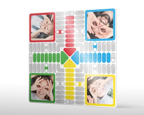 WHITE BOARD GAME Personalisiert Ludo-Brett 4 Leute 30x30 cm - Brettspiele Erwachsene - Ludo King - Big Ludo - Ludo Board Game - Mensch ärgere Dich Nicht - Personalisiertes Geschenk von WHITE BOARD GAME