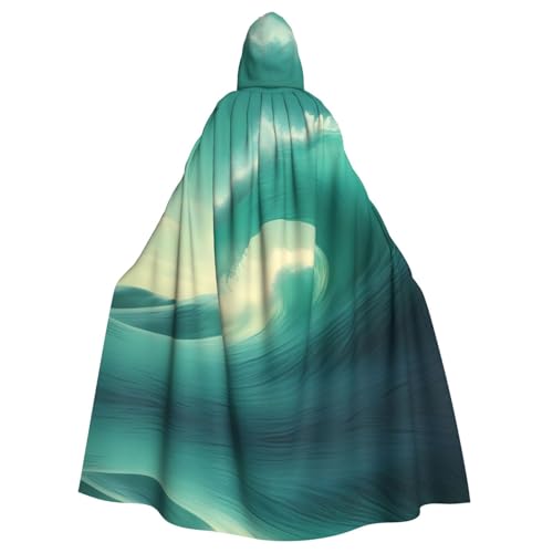 WHJDPP Ocean Green Wave Surf Pattern Hooded Cloak for Halloween, Role-Playing Costumes, and More von WHJDPP