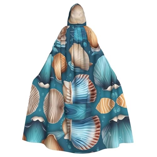 WHJDPP Ocean Realistic Beautiful Opened Shell Pattern Hooded Cloak for Halloween, Role-Playing Costumes, and More von WHJDPP