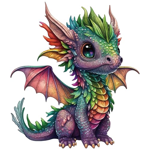 Holzpuzzle Erwachsene, Drache Holzpuzzles 200 Teile, Einzigartiges Tierform Holz Puzzle, Kreatives Weihnachten Geschenke für Teenager und Erwachsene Diamant-Malset von WHJSG