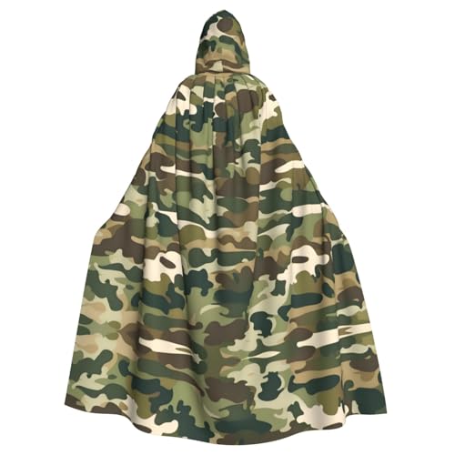 WHJSHOP Camo Woodland Camoflage Prints Erwachsenen-Umhang mit Kapuze für Halloween, Rollenspiele und Kostümpartys von WHJSHOP