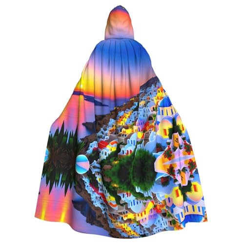 WHJSHOP Halloween Erwachsene Kapuzenumhang für Partys und Kostüme – Pflegeleicht Griechenland Insel Sonnenuntergang Landschaft gedruckt WHJSHOP Halloween Erwachsene Kapuzenumhang für Partys und Kostüme – Pflegeleicht Griechenland Insel Sonnenuntergang Landschaft gedruckt von WHJSHOP