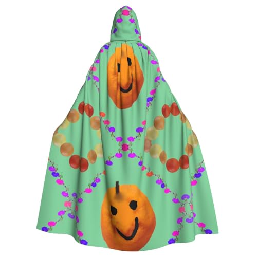 WHJSHOP Halloween Erwachsene Kapuzenumhang für Partys und Kostüme - Pflegeleichte Smiley-Zitrusdrucke von WHJSHOP