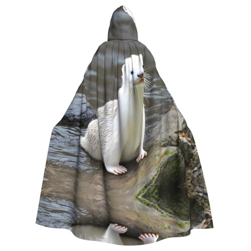 WHJSHOP Halloween Erwachsene Kapuzenumhang für Partys und Kostüme – Pflegeleichte weiße Otter-Drucke WHJSHOP Halloween Erwachsene Kapuzenumhang für Partys und Kostüme – Pflegeleichte weiße Otter-Drucke von WHJSHOP