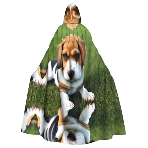 WHJSHOP Halloween Erwachsene Kapuzenumhang für Partys und Kostüme - Pflegeleichter Beagle-Hund bedruckt von WHJSHOP