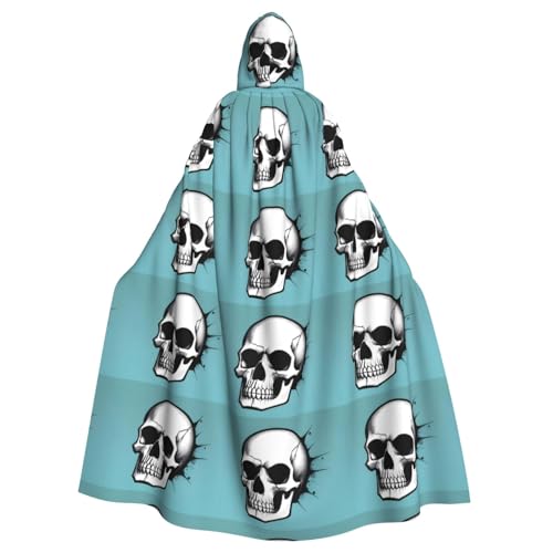 WHJSHOP Halloween Erwachsene Kapuzenumhang für Partys und Kostüme - Pflegeleichter Totenkopf-Druck von WHJSHOP