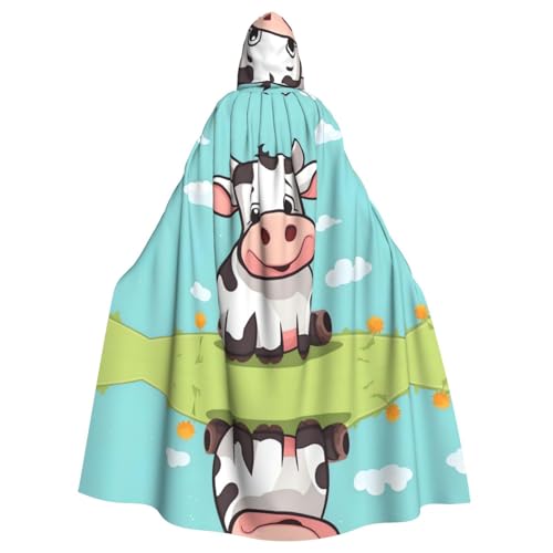 WHJSHOP Halloween-Umhang mit Kapuze für Erwachsene für Partys und Kostüme, pflegeleicht, niedlicher Cartoon-Kuh-Druck WHJSHOP Halloween-Umhang mit Kapuze für Erwachsene für Partys und Kostüme, pflegeleicht, niedlicher Cartoon-Kuh-Druck von WHJSHOP