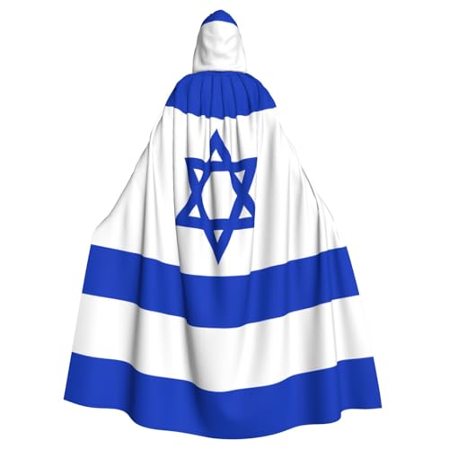 WHJSHOP Halloween-Umhang mit Kapuze für Erwachsene für Partys und Kostüme, pflegeleichtes israelisches Flaggenmuster von WHJSHOP