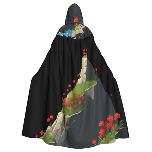 WHJSHOP Little Red Flowers On The Cliff Picture Halloween Adult Hooded Cape Men And Women'S Clothing Mantle Role-Playing WHJSHOP Little Red Flowers On The Cliff Picture Halloween Adult Hooded Cape Men And Women'S Clothing Mantle Role-Playing von WHJSHOP