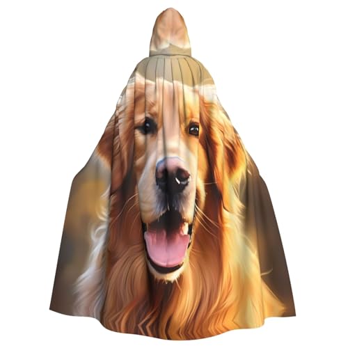 WHJSHOP Schöner Golden Retriever Hunde-Umhang mit Kapuze für Erwachsene, für Halloween, Rollenspiele und Kostümpartys von WHJSHOP