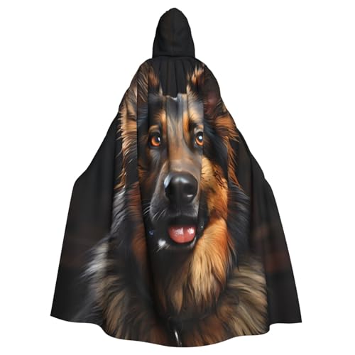 WHJSHOP Umhang mit Kapuze für Erwachsene, Motiv: Deutscher Schäferhund, für Halloween, Rollenspiele und Kostümpartys von WHJSHOP