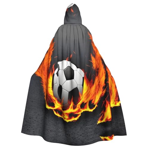 WHJSHOP Umhang mit Kapuze für Erwachsene, Motiv: Fußball-Feuer, für Halloween, Rollenspiele und Kostümpartys von WHJSHOP