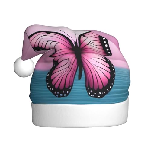 WHJSHOP Weihnachtsmütze für Erwachsene, für Feiertage, Partys und Kostümveranstaltungen, rosa Schmetterling und Meer bedruckt WHJSHOP Weihnachtsmütze für Erwachsene, für Feiertage, Partys und Kostümveranstaltungen, rosa Schmetterling und Meer bedruckt von WHJSHOP