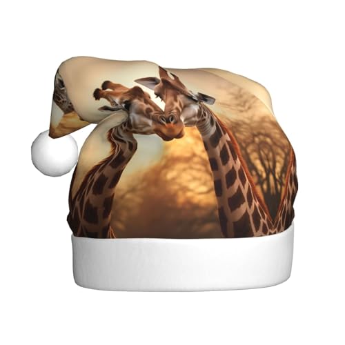 WHJSHOP Weihnachtsmütze für Erwachsene, für Feiertage, Partys und Kostümveranstaltungen, zwei Giraffen, bedruckt WHJSHOP Weihnachtsmütze für Erwachsene, für Feiertage, Partys und Kostümveranstaltungen, zwei Giraffen, bedruckt von WHJSHOP