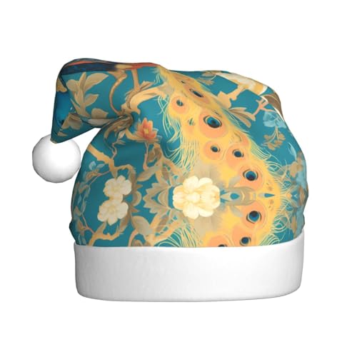 WHJSHOP Weihnachtsmütze für Erwachsene für Feiertage, Partys und Kostümveranstaltungen, orientalischer Pfau auf Blumenbaum, bedruckt WHJSHOP Weihnachtsmütze für Erwachsene für Feiertage, Partys und Kostümveranstaltungen, orientalischer Pfau auf Blumenbaum, bedruckt von WHJSHOP