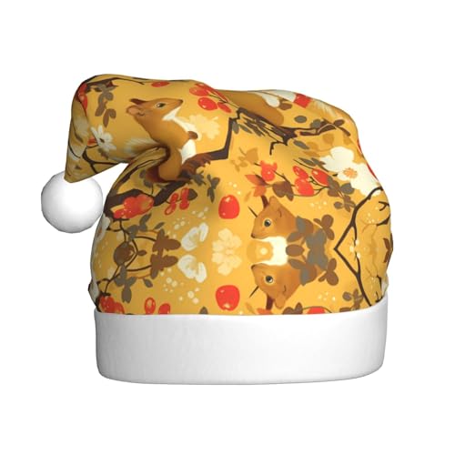 WHJSHOP Weihnachtsmütze für Erwachsene – hochwertiger Stoff für Feiertage, Partys und Kostümveranstaltungen, Eichhörnchen im Baum WHJSHOP Weihnachtsmütze für Erwachsene – hochwertiger Stoff für Feiertage, Partys und Kostümveranstaltungen, Eichhörnchen im Baum von WHJSHOP