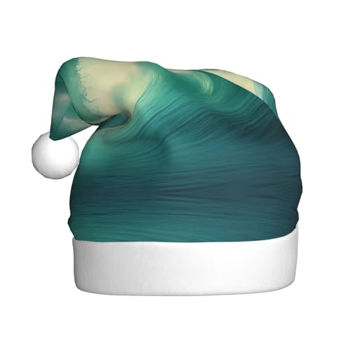 WHJSHOP Weihnachtsmütze für Erwachsene – hochwertiger Stoff für Feiertage, Partys und Kostümveranstaltungen, Ozeangrün, Wellenmuster WHJSHOP Weihnachtsmütze für Erwachsene – hochwertiger Stoff für Feiertage, Partys und Kostümveranstaltungen, Ozeangrün, Wellenmuster von WHJSHOP