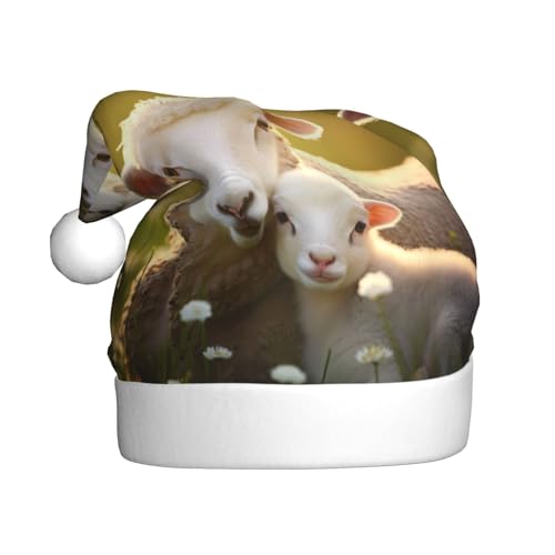 WHJSHOP Weihnachtsmütze für Erwachsene – hochwertiger Stoff für Feiertage, Partys und Kostümveranstaltungen, niedliches Schaf mit Mutter-Aufdruck WHJSHOP Weihnachtsmütze für Erwachsene – hochwertiger Stoff für Feiertage, Partys und Kostümveranstaltungen, niedliches Schaf mit Mutter-Aufdruck von WHJSHOP