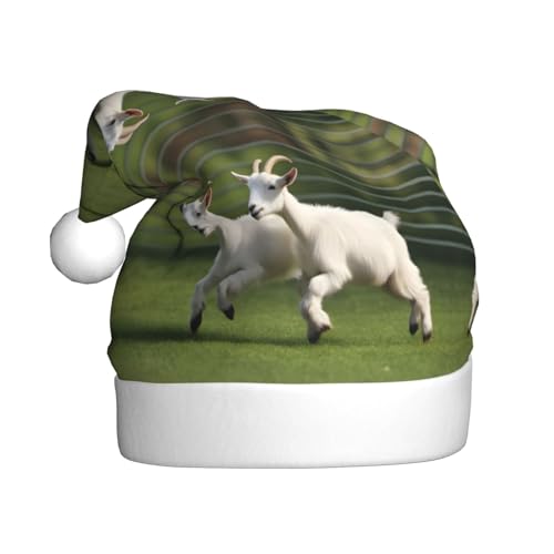 WHJSHOP Weihnachtsmütze für Erwachsene – hochwertiger Stoff für Feiertagspartys und Kostümveranstaltungen, Ziegenfrolic Prints WHJSHOP Weihnachtsmütze für Erwachsene – hochwertiger Stoff für Feiertagspartys und Kostümveranstaltungen, Ziegenfrolic Prints von WHJSHOP