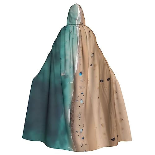 WHJWXC Aerial view of the beach Printed aldult Cosplay Halloween Poncho Cape for women and men, Christmas - Hooded Design von WHJWXC