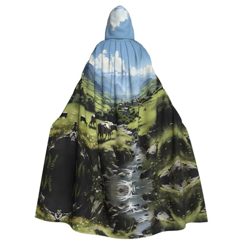 WHJWXC Alpine Farm Cows Prints Aldult Qualität Cosplay Halloween Poncho Umhang für Damen und Herren Weihnachten von WHJWXC