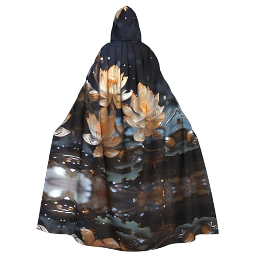 WHJWXC Böhmischer weißer Lotusdruck Aldult Qualität Cosplay Halloween Poncho Umhang für Damen und Herren Weihnachten von WHJWXC