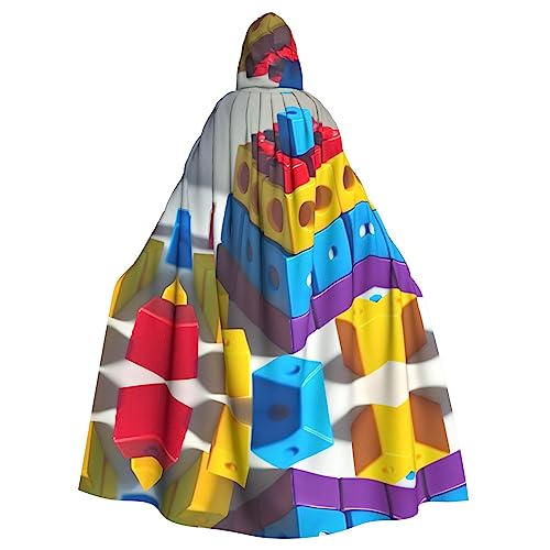 WHJWXC Bunte Bausteine, Aldult Qualität, Cosplay, Halloween, Poncho, Umhang für Damen und Herren, Weihnachten von WHJWXC