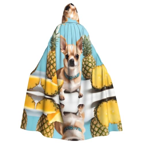 WHJWXC Chihuahua Hund Ananas Prints Aldult Qualität Cosplay Halloween Poncho Umhang für Damen und Herren Weihnachten von WHJWXC