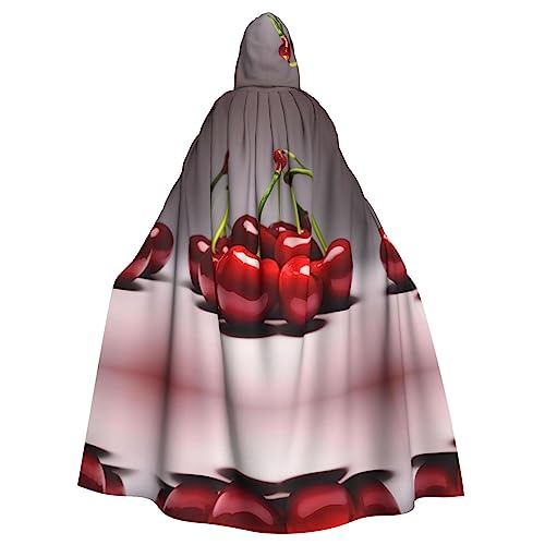 WHJWXC Chilean Chilean Cherry Printing Aldult Cosplay Halloween Poncho Cape for women and men, Christmas - Hooded Design von WHJWXC