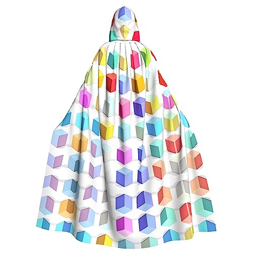 WHJWXC Farbenfrohe Würfel-Drucke, Aldult Qualität, Cosplay, Halloween, Poncho, Umhang für Damen und Herren, Weihnachten von WHJWXC