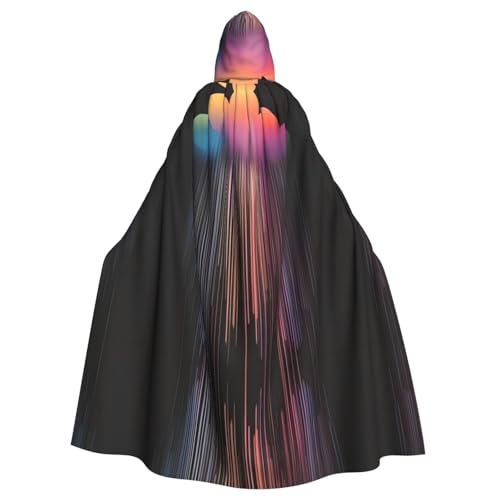 WHJWXC Farbenfroher Regenbogen-Regendruck, Aldult Qualität, Cosplay, Halloween, Poncho, Umhang für Damen und Herren, Weihnachten von WHJWXC