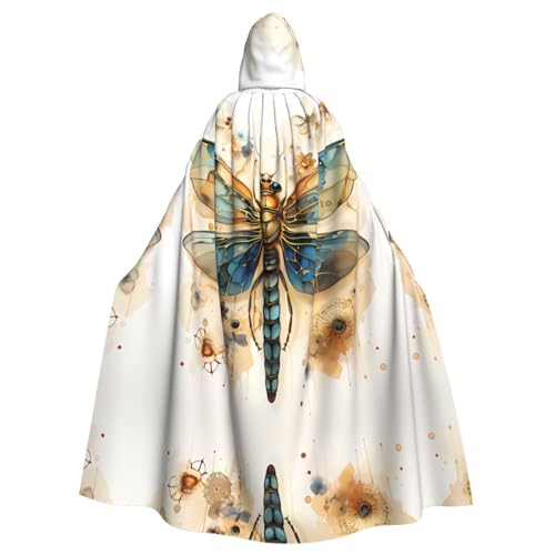 WHJWXC Goldene zarte Libelle auf gelbem Hintergrund, Drucke, aldult Qualität, Cosplay, Halloween, Poncho, Umhang für Damen und Herren, Weihnachten von WHJWXC