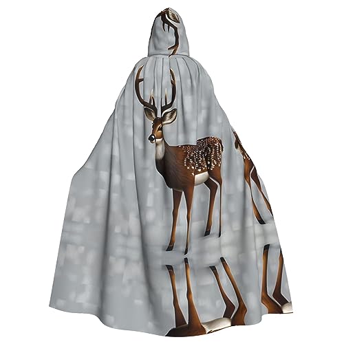 WHJWXC Graue Pflaume Hirsch Drucke Aldult Qualität Cosplay Halloween Poncho Umhang für Damen und Herren Weihnachten von WHJWXC