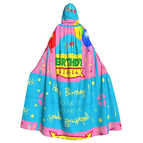 WHJWXC Happy Birthday Ballon Prints Aldult Qualität Cosplay Halloween Poncho Umhang für Damen und Herren Weihnachten von WHJWXC