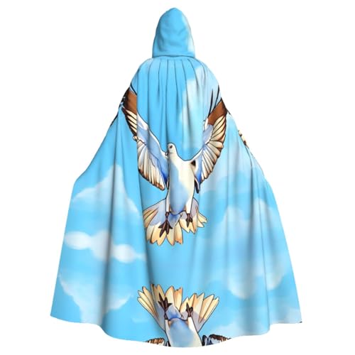 WHJWXC Möwen im Flug Druck Aldult Cosplay Halloween Poncho Umhang für Damen und Herren Weihnachten - Kapuzen-Design von WHJWXC