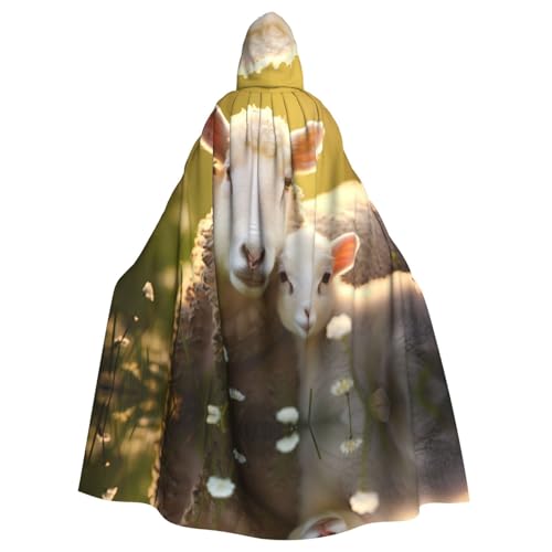 WHJWXC Niedliches Schaf mit Mutter druckt Aldult Qualität Cosplay Halloween Poncho Umhang für Damen und Herren Weihnachten von WHJWXC