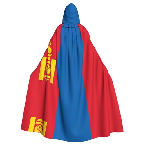 WHJWXC Poncho, Umhang mit mongolischer Flagge, für Cosplay, Halloween, für Damen und Herren, Weihnachten – Kapuzen-Design von WHJWXC