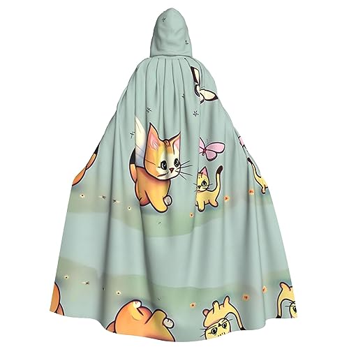 WHJWXC Poncho mit Kätzchen-Schmetterlings-Aufdruck, Aldult Qualität, Cosplay, Halloween, Umhang für Damen und Herren, Weihnachten von WHJWXC