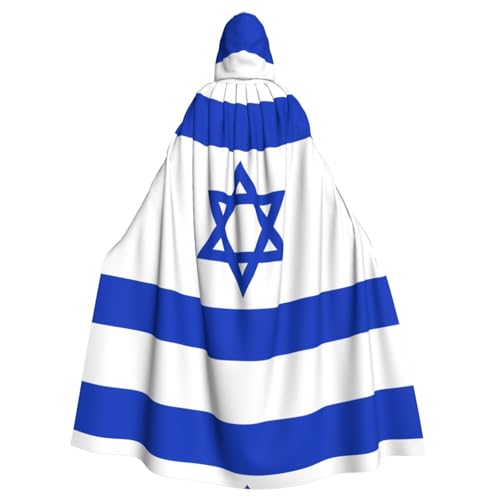 WHJWXC Poncho mit israelischer Flagge, bedruckt, Aldult, Cosplay, Halloween, Umhang für Damen und Herren, Weihnachten – Kapuzen-Design von WHJWXC