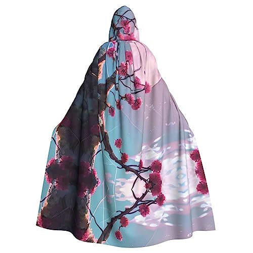 WHJWXC Poncho mit kleinen rosa Blumen, Aldult Qualität, Cosplay, Halloween, Poncho, Umhang für Damen und Herren, Weihnachten von WHJWXC