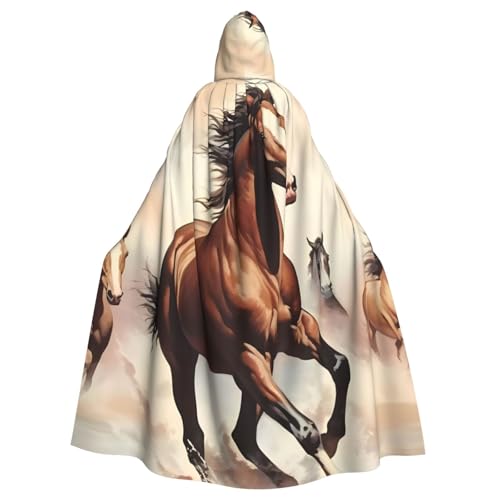 WHJWXC Poncho mit tänzerischem braunem Pferd, Aldult Qualität, Cosplay, Halloween, Poncho, Umhang für Damen und Herren, Weihnachten von WHJWXC