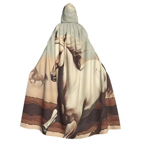 WHJWXC Prancing White Horse Prints Aldult Qualität Cosplay Halloween Poncho Umhang für Damen und Herren Weihnachten von WHJWXC