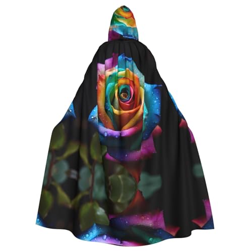 WHJWXC Rainbow Rose Prints Aldult Qualität Cosplay Halloween Poncho Umhang für Damen und Herren Weihnachten von WHJWXC