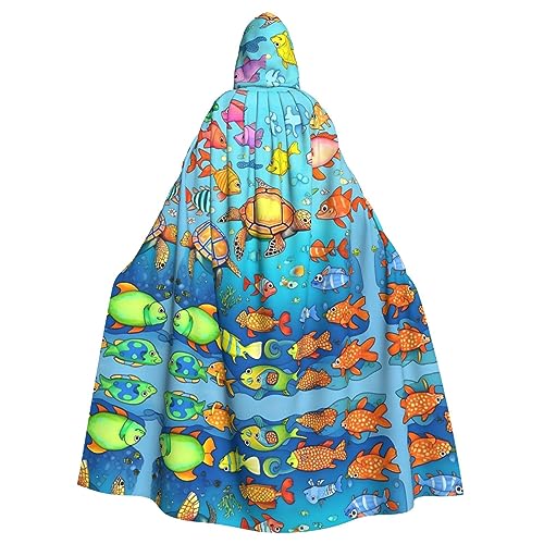 WHJWXC Schildkröten- und Fisch-Drucke, Aldult Qualität, Cosplay, Halloween, Poncho, Umhang für Damen und Herren, Weihnachten von WHJWXC