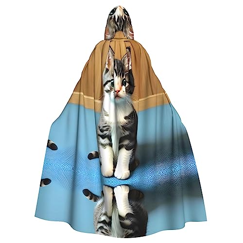 WHJWXC Schlafzimmer Kätzchen Prints Aldult Qualität Cosplay Halloween Poncho Umhang für Damen und Herren Weihnachten von WHJWXC