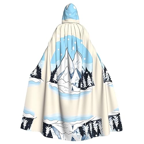 WHJWXC Schneebedeckte Berge Drucke Aldult Qualität Cosplay Halloween Poncho Umhang für Damen und Herren Weihnachten von WHJWXC