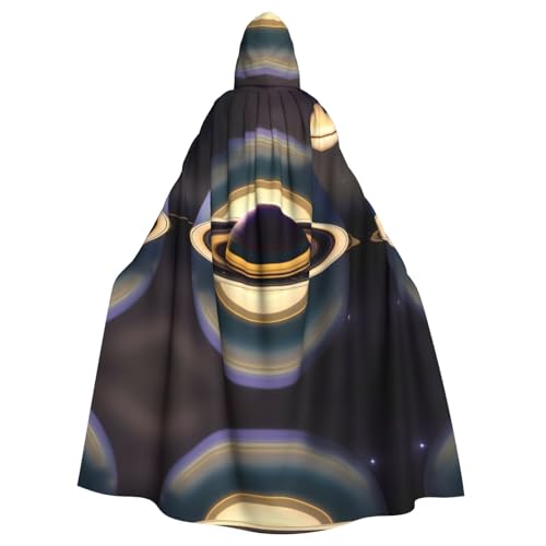 WHJWXC Schöner Saturn-Druck Aldult Qualität Cosplay Halloween Poncho Umhang für Damen und Herren Weihnachten von WHJWXC