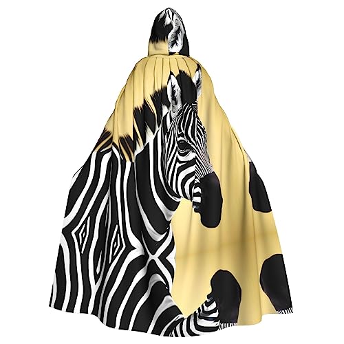 WHJWXC Schwarz-weißes Zebramuster Aldult Qualität Cosplay Halloween Poncho Umhang für Damen und Herren Weihnachten von WHJWXC