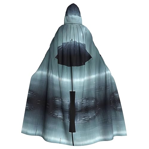 WHJWXC Schwarzer Regenschirm im Regen Druck Aldult Qualität Cosplay Halloween Poncho Umhang für Damen und Herren Weihnachten von WHJWXC